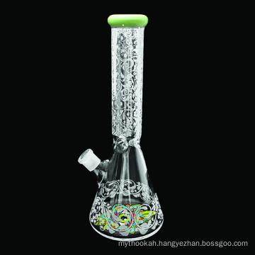 COLOR MOUTH CUSTOMIZED COLOR SANDBLASTED SERFACE DESIGN HIGH BOROSILICATE GLASS WATER PIPE WITH CLEAR BOWL AND DOWNSTEM